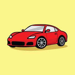 Vector red sports car or super car icon design or car illustration with white background car cartoon