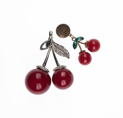 jewelry brooch cherry isolated on white background