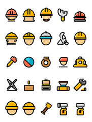 Construction Worker Icons with Tools and Equipment, generative ai image
