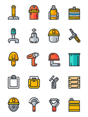 Construction and Building Supplies Icons Set, generative ai image