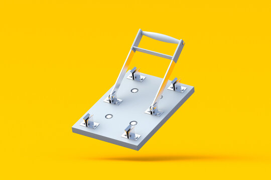 Falling knife switch on orange background. Retro electric equipment. 3d render