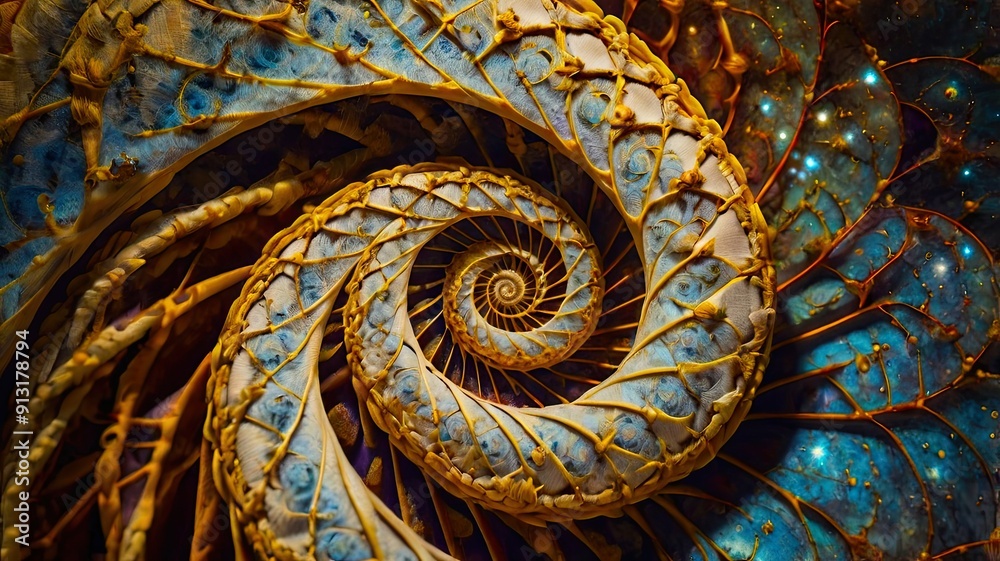 Aufkleber Exploring the Intricate Spirals of Fibonacci Patterns in Nature Design