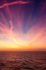 Dramatic Colorful Sunrise Sky over North Atlantic Ocean.