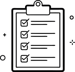 Checklist Icon with Four Checked Items on Clipboard
