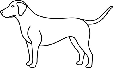 Outline Drawing of a Standing Dog on White Background