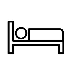 bed, overnight stay, hotel. Person sleeping on bed - vector icon