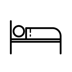 bed, overnight stay, hotel. Person sleeping on bed - vector icon