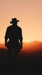 silhouette of a cowboy in the sunset