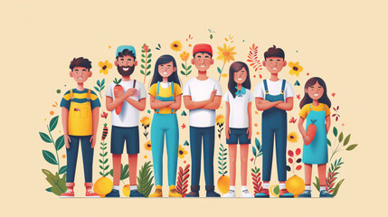 Fototapeta premium Labor Day holiday and friends illustration concept