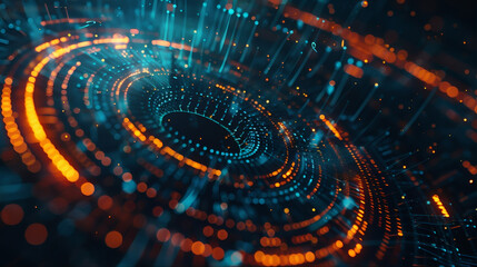 Futuristic fiber technology optic swirl background, lights of fractal realms