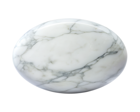 Round Marble With White Veins featuring a smooth and elegant stone design with natural veining patterns. Isolated on transparent background, png.