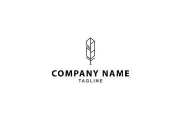 feather logo in minimalist linear design