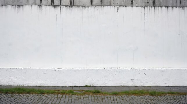 Person Walking Down Sidewalk Next to White Wall