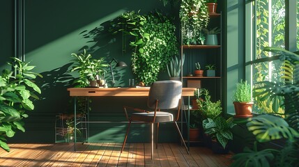 Modern empty blank interior office room for work, Mockup Frame-Minimalistic concrete coworking office