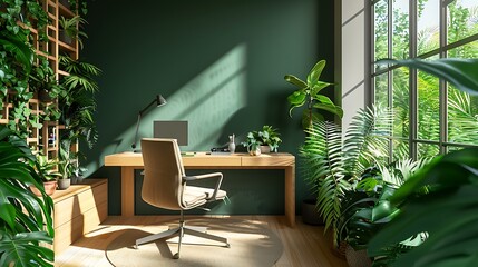 Fototapeta premium Modern empty blank interior office room for work, Mockup Frame-Minimalistic concrete coworking office