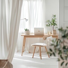 Modern empty blank interior office room for work, Mockup Frame-Minimalistic concrete coworking office
