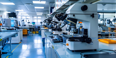 Advanced Laboratory Equipment in Modern Science Facility, High-Tech Microscopes in Cutting-Edge Laboratory
