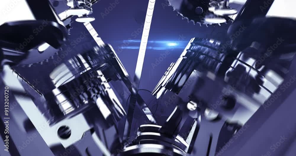 Aufkleber Shiny V8 Powerful Engine Parts In Motion. Complete Engine Parts. Industry Related High Quality 3D 4K Animation.