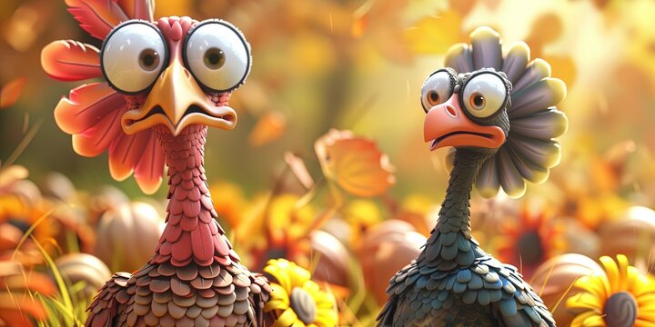 turkey 3D animation cartoon style, colorful, happy, friendly, 3d cartoon, 