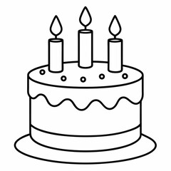 Birthday Cake Icon with Candles - Vector Illustration