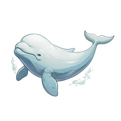 Beluga Whale Darkness element fantasy cartoon isolated whitebackground 16:9