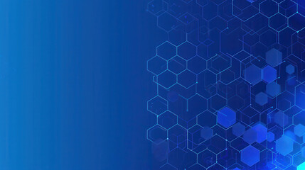 Abstract blue background with hexagonal patterns and light effects, ideal for technology, science, and digital themes.