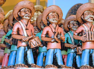 Clay dolls depicting typical musicians of the Brazil’s northeastern, Aracajú Market Place, Sergipe, Brazil, 2018