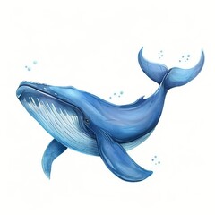 blue whale Time element fantasy cartoon isolated whitebackground 16:9