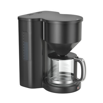Black filter coffee maker on a white background