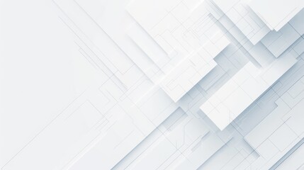 White background with a gradient of light gray and white stripes, geometric patterns of various sizes and shapes in the center