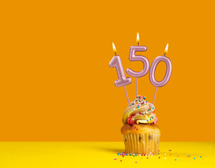 Birthday celebration with cupcake - Candle number 150