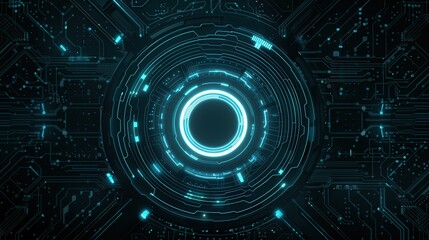 Obraz premium Futuristic digital circuit design with glowing blue elements creating a tech-inspired abstract background.