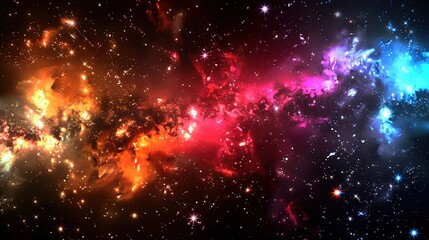 Fototapeta premium A vibrant space adorned with myriad stars, highlighted by an illustrious star cluster at its heart