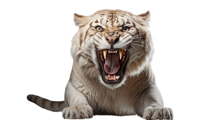 Roaring tiger transparent background.