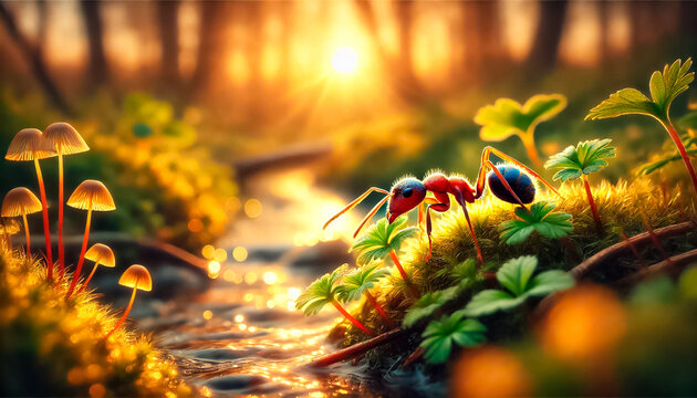 Hormiga junto al arroyo