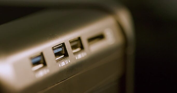 macro removing the USB memory stick from the computer