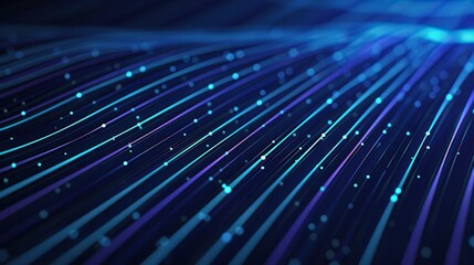 Abstract digital background with flowing lines and glowing particles in blue tones, perfect for technology and innovation themes.