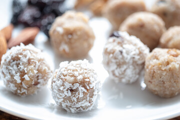 Close up Laddu from semolina Indian sweets.