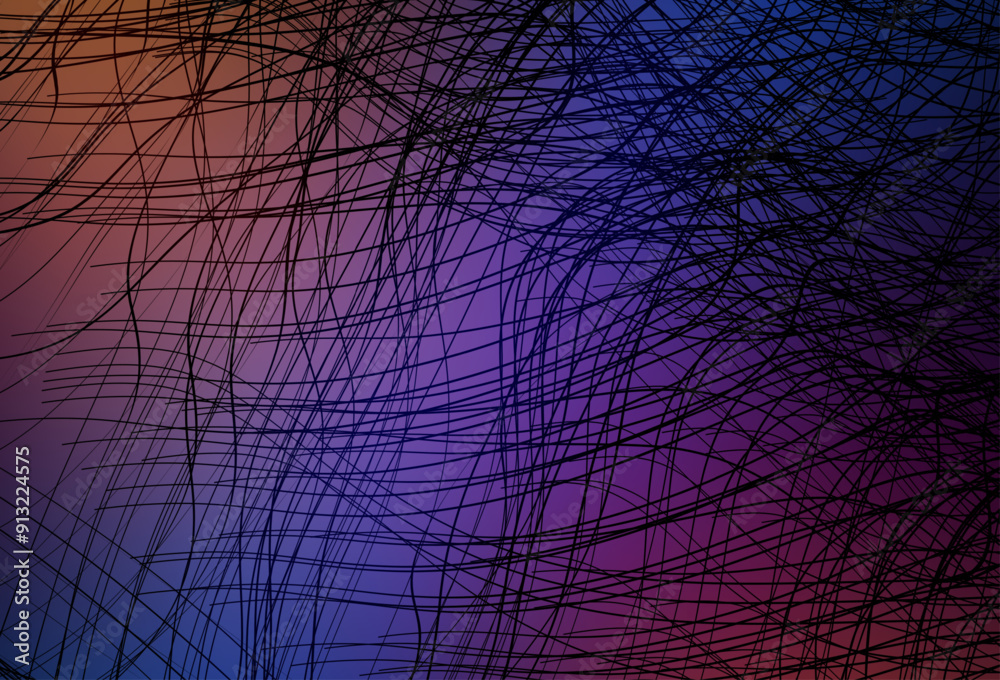 Wall mural light blue, red vector background with curved lines.