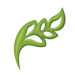 Leaf of plant stylized geometric green, hand drawn vector