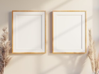 Empty mock up picture frame with shadow overlay effect 3d rendered illustration