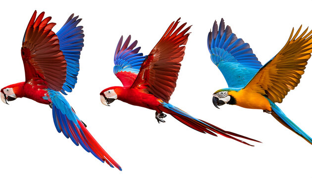  Collection of Three Birds (Flying Macaw Parrots Set - Red, Blue, Blue-and-Yellow) &ndash; A set o_1(107)