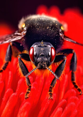 Fototapeta premium Intricate Elegance: A Series of Macro Shots Showcasing the Delicate Beauty of Bees
