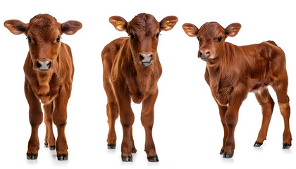 Obraz premium Collection of Three Brown Calves (Standing, Portrait) – A collection featuring brown calves_1(112)