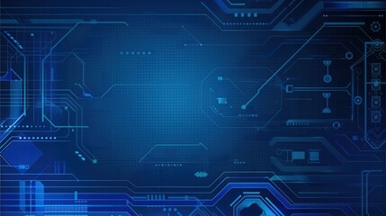 Obraz premium Futuristic blue circuit board background, perfect for technology, digital, or science-themed projects and presentations.