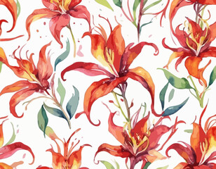 Watercolor Gloriosa flowers illustration