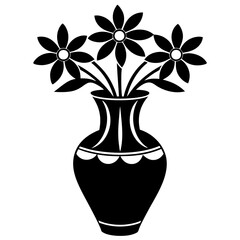 Flower Vase Vector Design on White Background