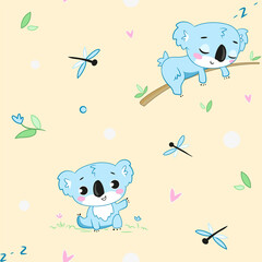 seamless pattern cute baby koala 