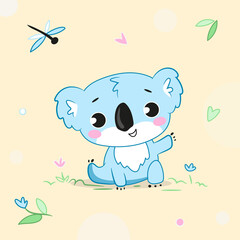 cute baby koala print vector illustration