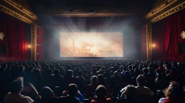 Cinema screen with the audience